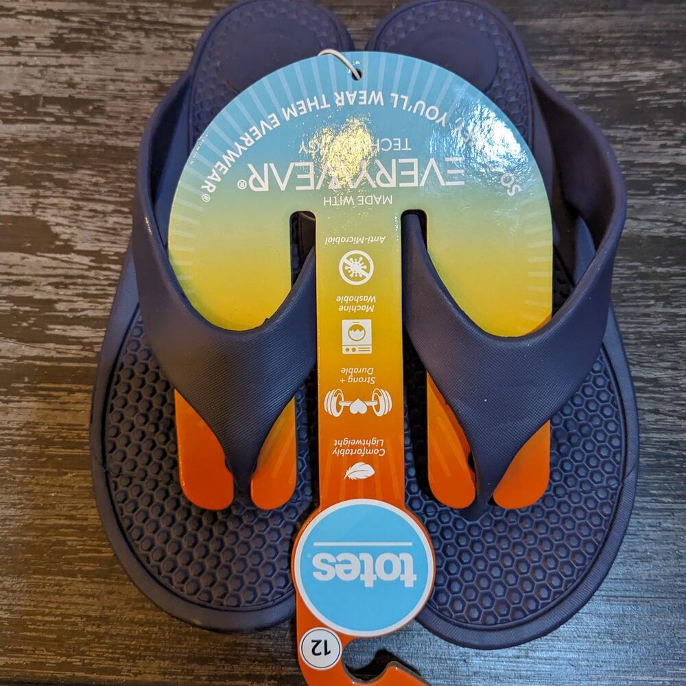 Totes Men's Everywear NWT Navy Flip Flops Size 12